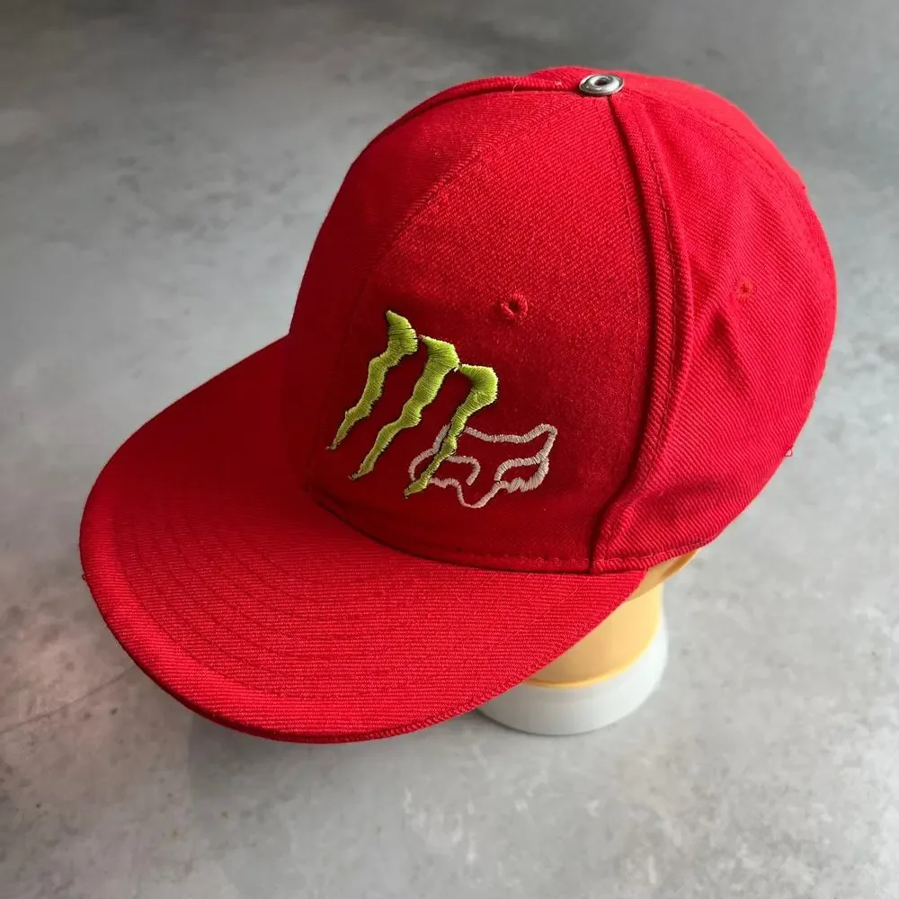 Monster Energy x Fox Racing Fitted Hat Size 7 1/8 Red BMX Kipa
